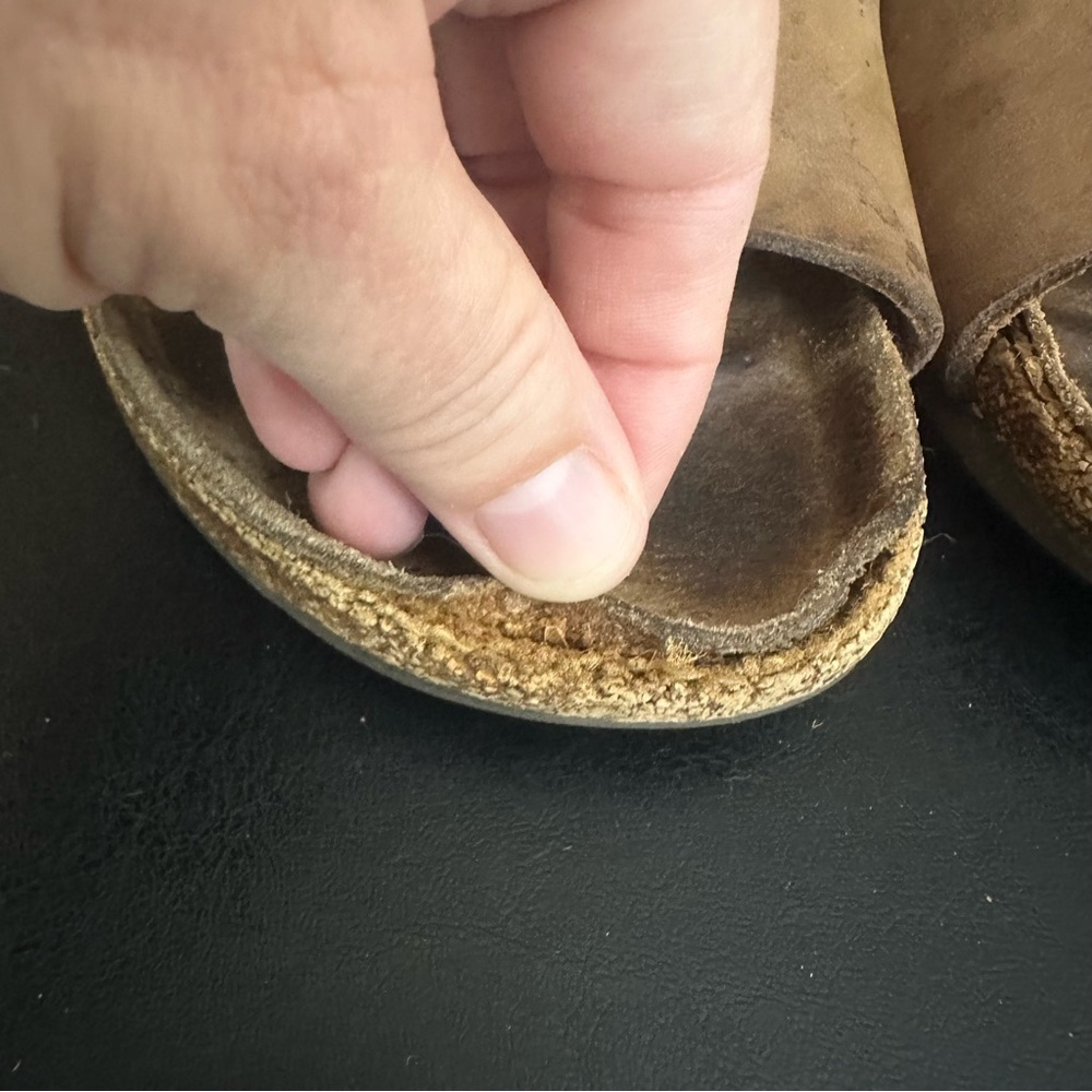 Birkenstock Arizona Slip On Brown Soft Leather 38 Two Adjustable Straps *Read* - Picture 6 of 11
